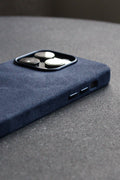 Blue phone case on a gray background