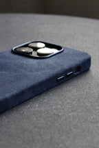 Blue phone case on a gray background