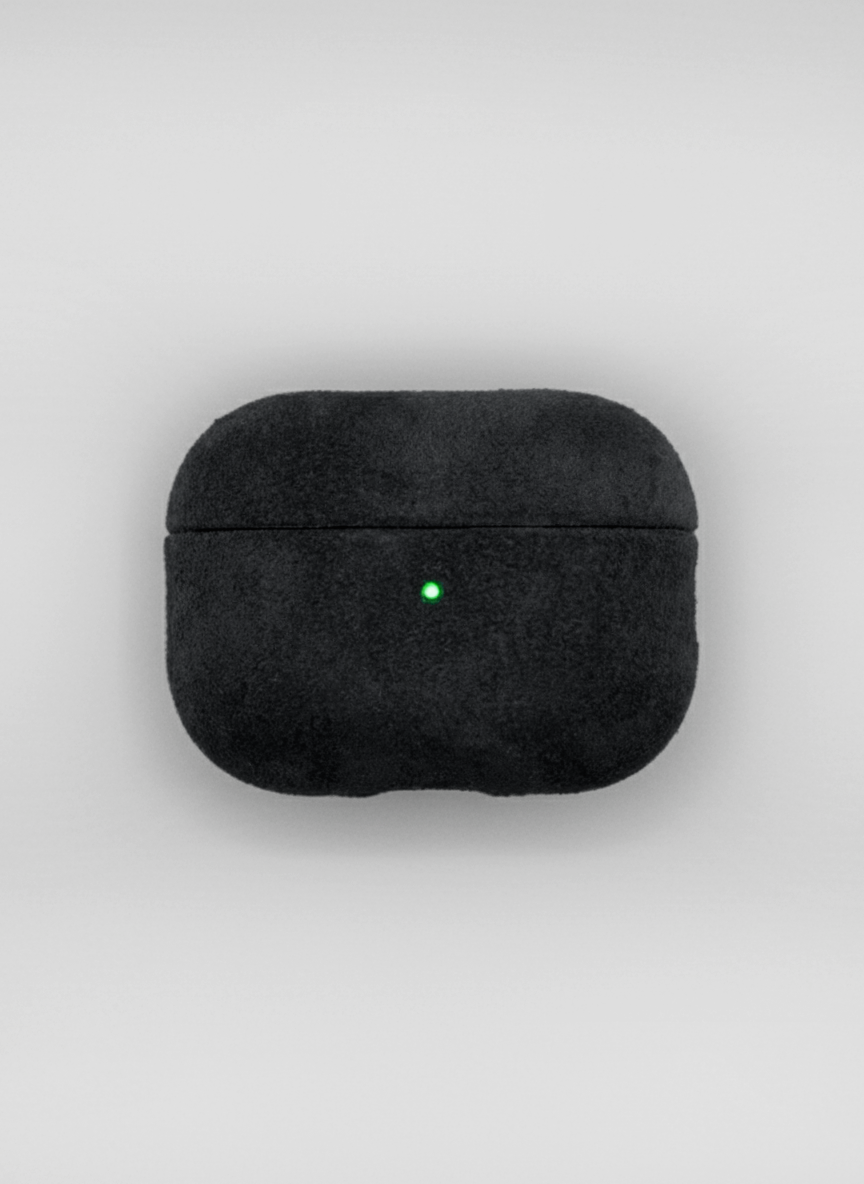 Black Alcantara AirPods case by CORZA PODS