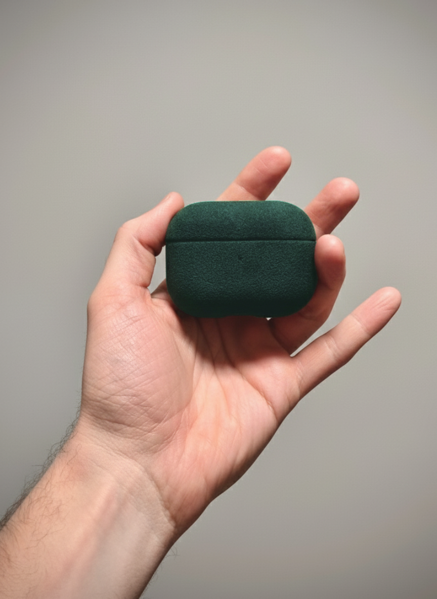 Green Alcantara AirPods case by CORZA PODS