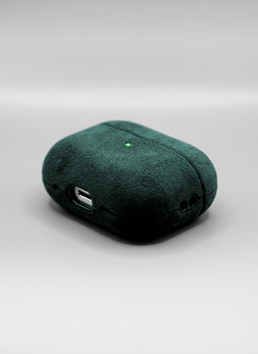 Green Alcantara AirPods case by CORZA PODS
