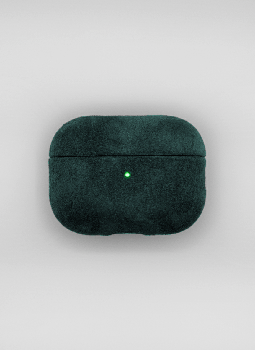 Green Alcantara AirPods case by CORZA PODS
